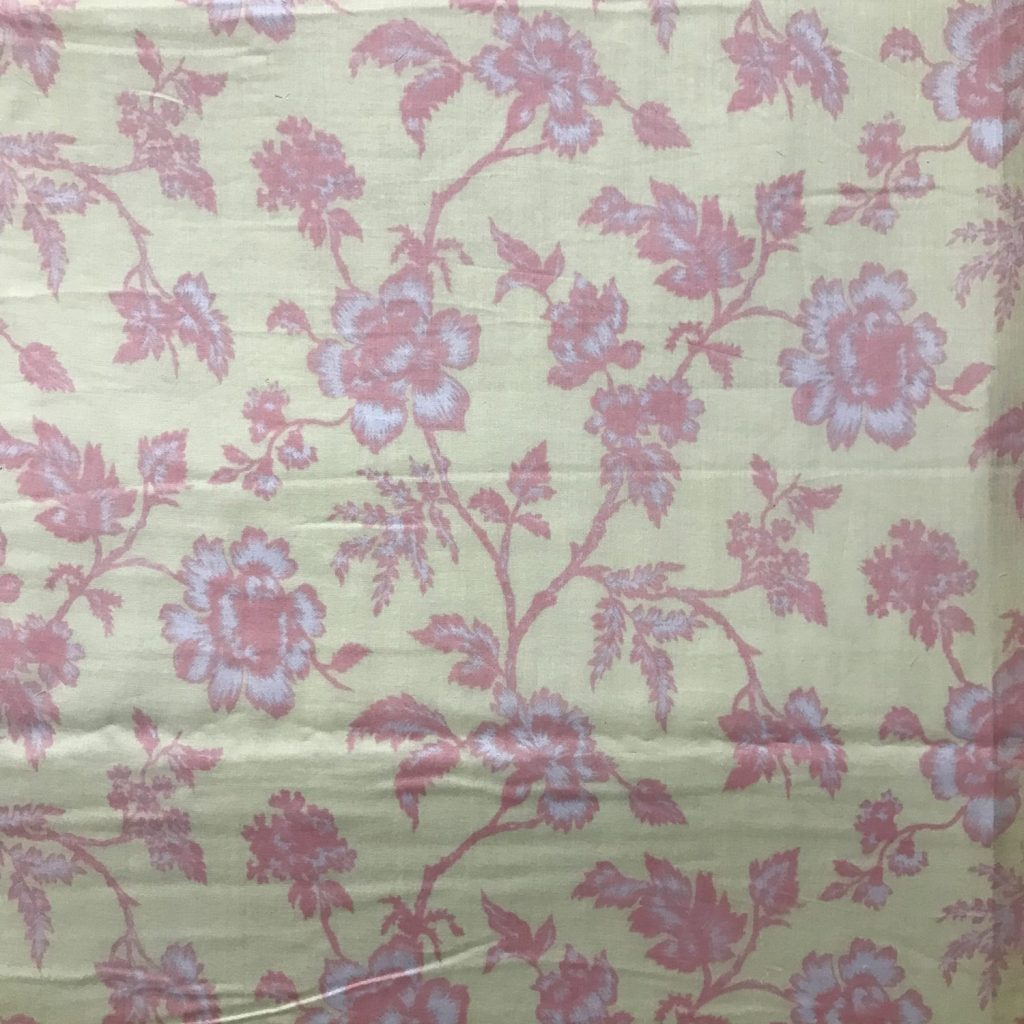 Pink Flowers Printed Light Yellow Voile Fabric Fabric Khazana