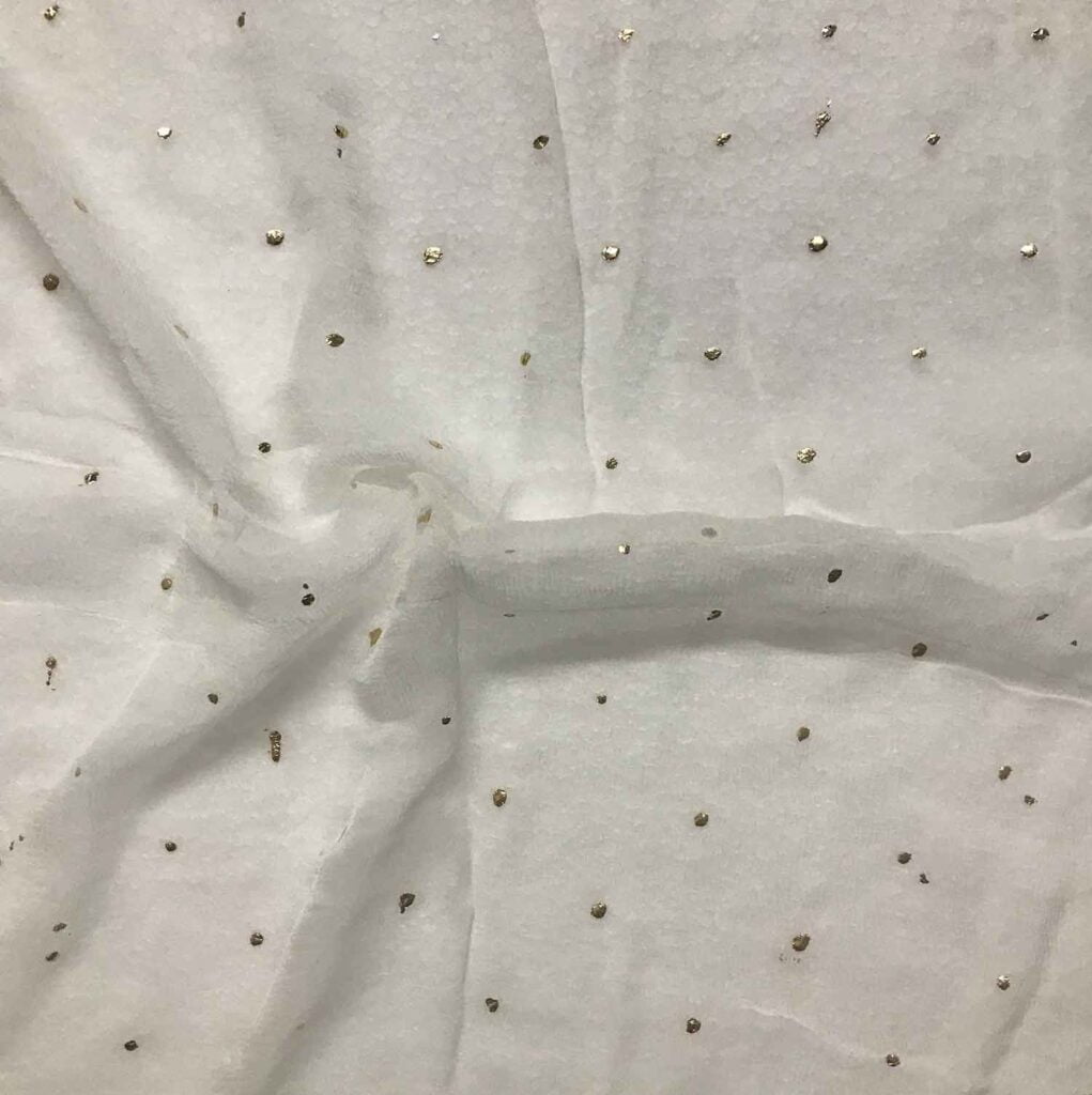 Viscose Chiffon With Heavy Dot Foil Work Dyeable Fabric Fabric Khazana