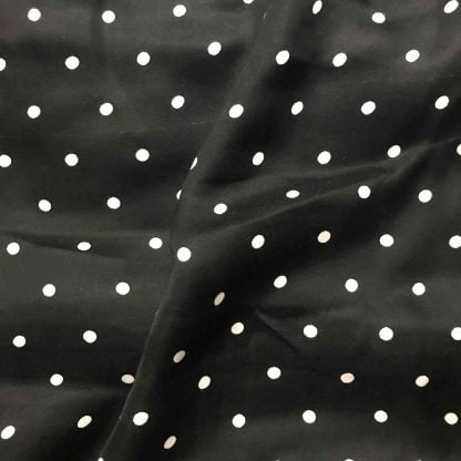White Small Polka Dots Black Modal Satin Fabric