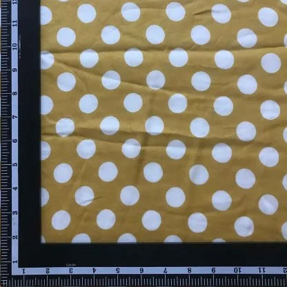 White Big Polka Dots Mustard Yellow Modal Satin Fabric