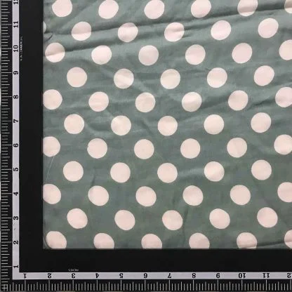 White Big Polka Dots Teal Green Modal Satin Fabric