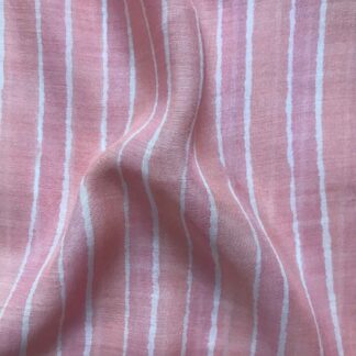Pink Stripes Pastel Pink Viscose Muslin Fabric