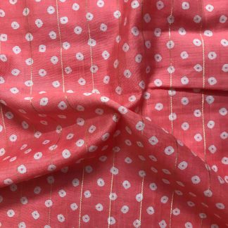 dark pink white dots viscose lurex fabric