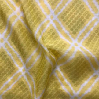 Green Dots Yellow Viscose Muslin Fabric