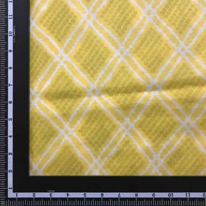 Green Dots Yellow Viscose Muslin Fabric