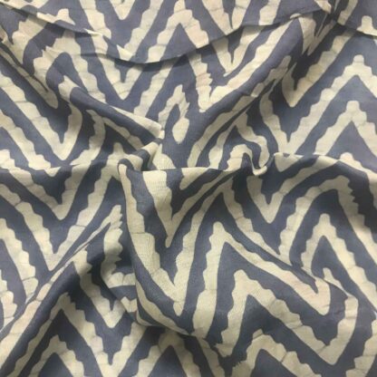grey blue chevron muslin fabric