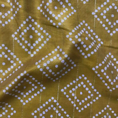 Small White Dots Square Diamond Motif Viscose Lurex Chanderi Fabric