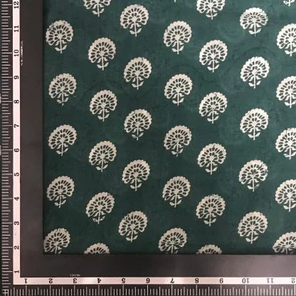 white floral green muslin fabric