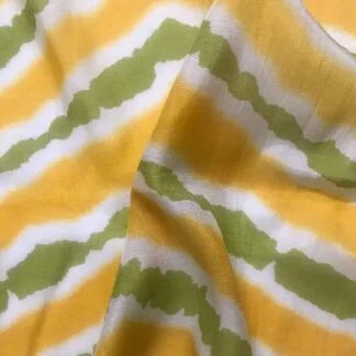 yellow green chevron muslin fabric