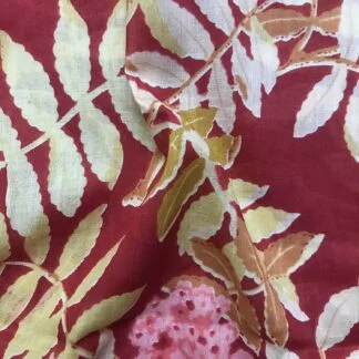 Multi Floral Tomato Red Cotton Voile Fabric