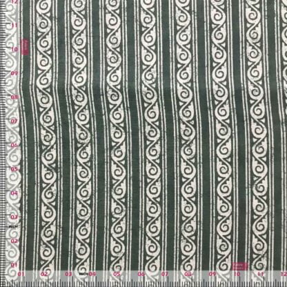 Teal Green Designer Stripes Cotton Flex Fabric