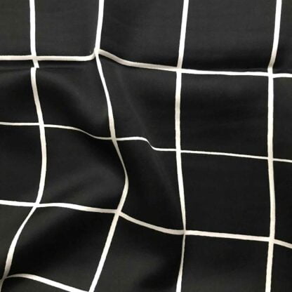 big checks black modal satin fabric