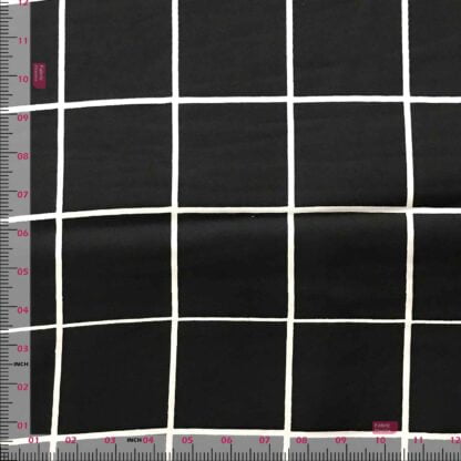 big checks black modal satin fabric