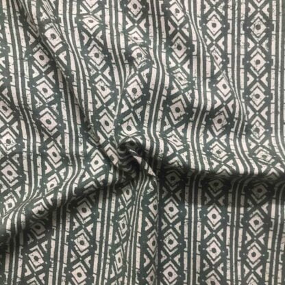 geometrical pattern stripes teal green cotton flex fabric
