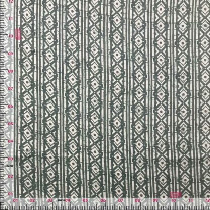 geometrical pattern stripes teal green cotton flex fabric