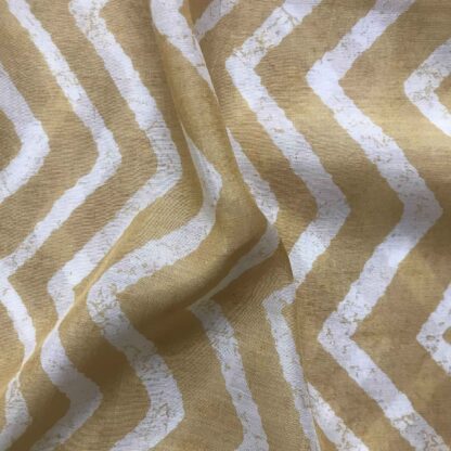 golden brown chevron viscose muslin fabric