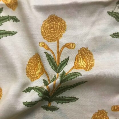 mughal motif beige viscose muslin fabric