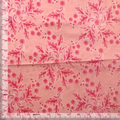 pink flowers peach pink cotton voile fabric