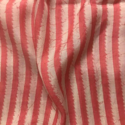 pink white stripes viscose muslin fabric