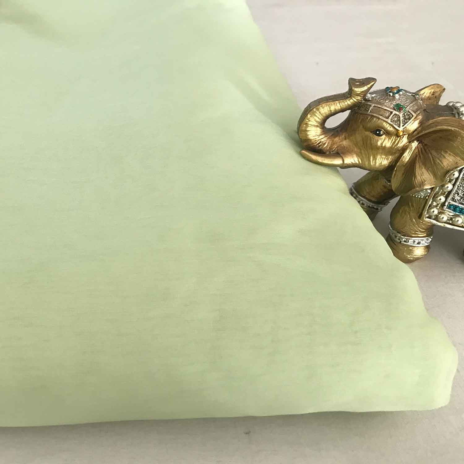 Pistachio green organza fabric-pastel green watercolor look floral pri –  gildedthreads