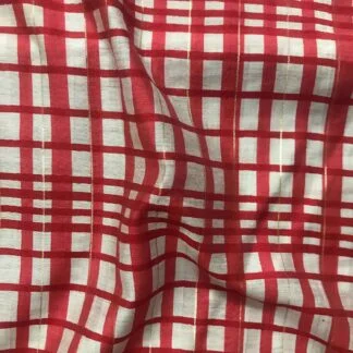 red checks viscose lurex fabric