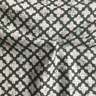 white cross style teal green cotton flex fabric