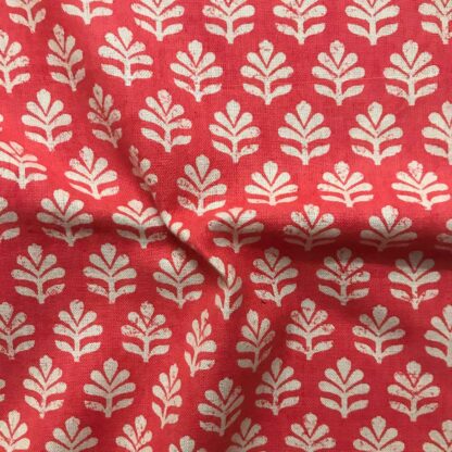 white floral motif pink cotton flex fabric