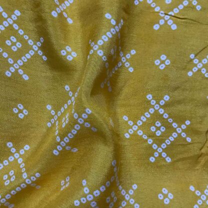 yellow bandhej viscose dola silk fabric