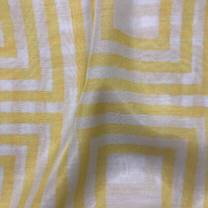 yellow geometrical checks viscose muslin fabric