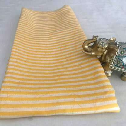 yellow white stripes viscose muslin fabric