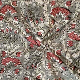 Multi Floral Brown Cotton Fabric