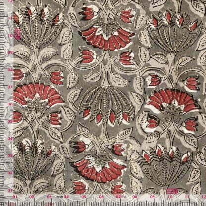 Multi Floral Brown Cotton Fabric