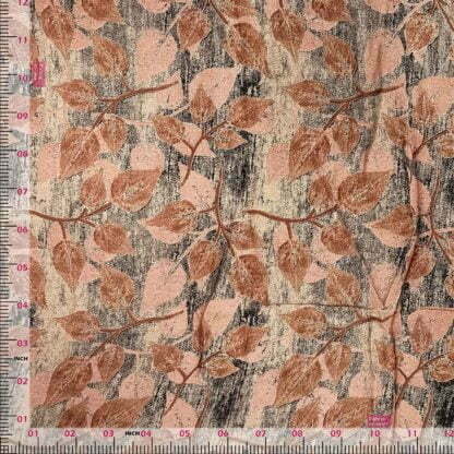 abstract brown leaves rayon fabric