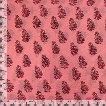 dark pink motif pink polyester georgette fabric