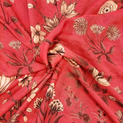 floral red rayon fabric