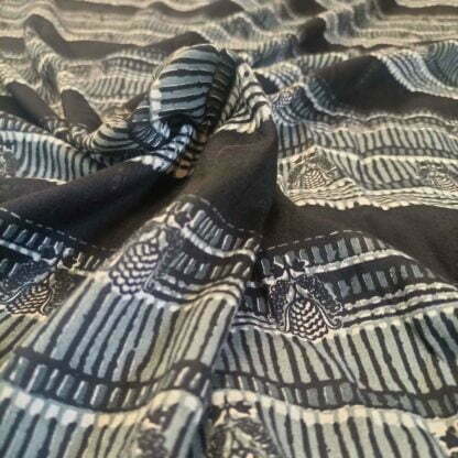 grey stripes poly linen satin digital print fabric
