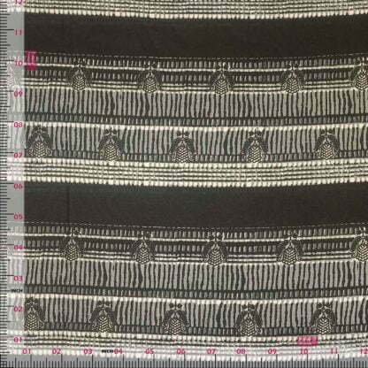 grey stripes poly linen satin digital print fabric