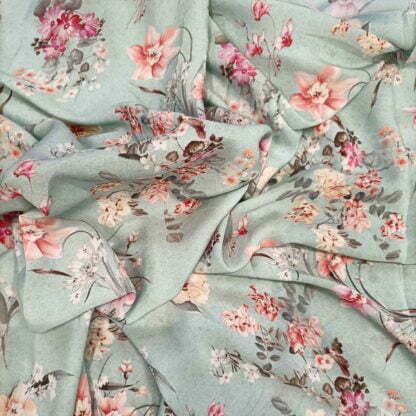 multi color floral poly faux crepe fabric