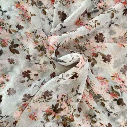 multi floral polyester georgette digital print fabric