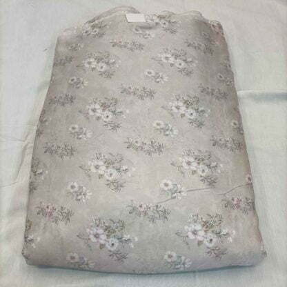 subtle white violet floral poly satin fabric