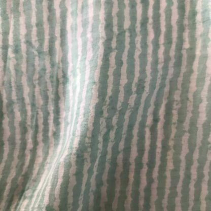 White Lines Subtle Green Viscose Muslin Fabric