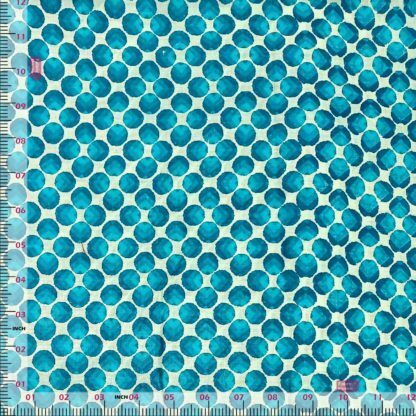 blue circles white cotton cambric fabric