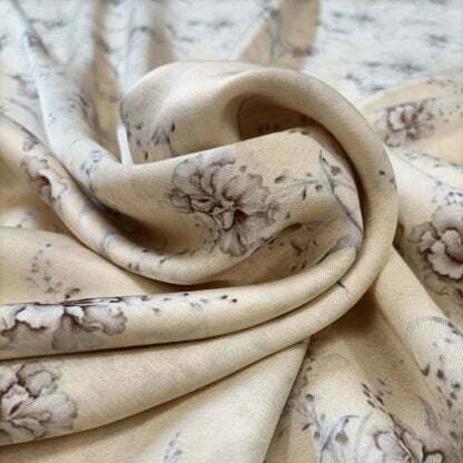 brown floral digital print poly satin flex fabric