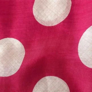 dark pink white circles viscose muslin fabric