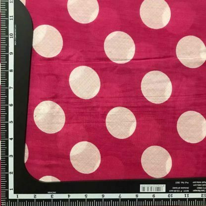 dark pink white circles viscose muslin fabric