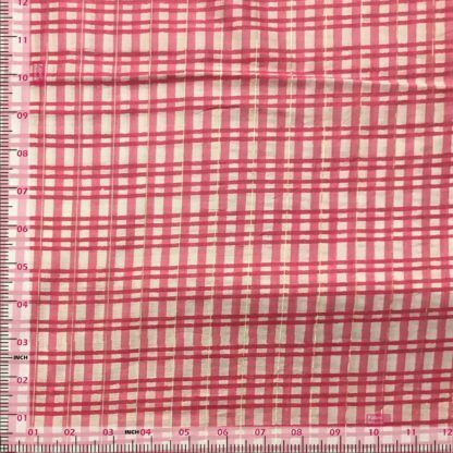 pink checks viscose lurex fabric