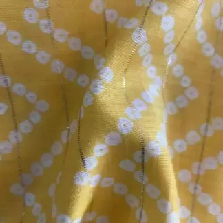 white dots chevron yellow viscose lurex fabric
