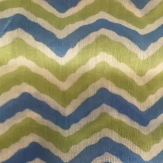 blue green zigzag viscose muslin fabric