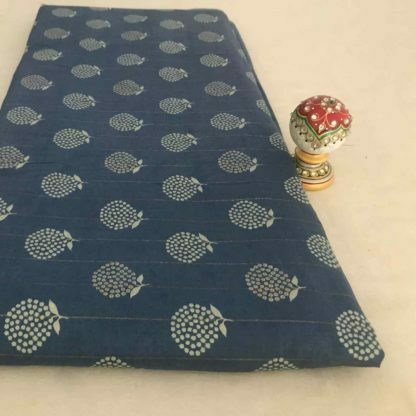 small floral motif blue viscose lurex digital fabric