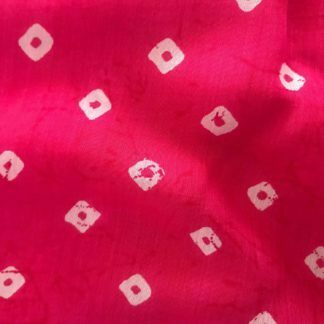 white big dots dark pink viscose muslin fabric